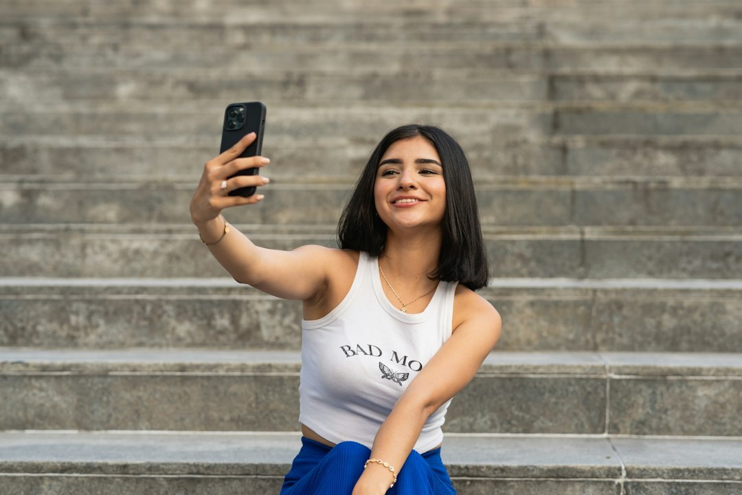 influencer posing with phone